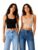 KERI PERRY Tops for Women Crop Top for Women’s Tank Activewear Tee Casual Sports Cotton Square Neck Camisole Pack of Two (2)