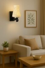 BENE Cadiz Wooden Indoor Modern Wall Lamp, E-27 Base Wall Light for Home Decor, Kitchen, Living Room, Bedroom, 13 cm (Dark Brown, Pack of 1)