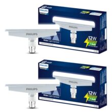 Philips 12W Emergency T-Bulb | Rechargeable Emergency Inverter T-Bulb For Hall & Home | Bulb Base : B22, Colour : Crystal Light, Pack of 2