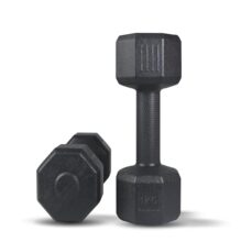 ARTINO 1Kg Pair Hexa PVC Dumbbells Set For Home Gym, Exercise & Fitness Dumbbell (Black) Fixed Weight Dumbbell (1Kg X 2PCS)