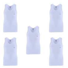 Euro Boy’s Regular Solid (Pack of 5) Jr Micra Vest Round Neck_White_8-9 Years