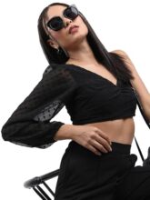 Ketch Women’S Polyester Regular Fit Shirt (Khtp000179_Black,Medium