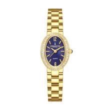 London Fog Queenhithe Collection Watch for Women with Oval Textured Dial, Crystal Studded Bezel and Stainless Steel Strap – LFW20003-44