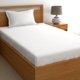 IVAZA 220 Cotton Feel Glace Cotton 1 Single Bedsheet with 1 Pillow Cover (90X60 Inch) White