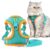 A+a Pets’ Suede Harness & Leash Set for Cats, Small Dogs | Escape Proof | Night Safety Reflective Strips | 2 Leash Points (M, Green)