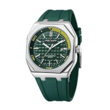 Daniel Hechter Paris Monceau Collection Analoge Watch for Men with Textured Octagone Dial and Silicon Strap-DHM1008 (Green)