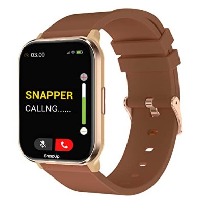 Snapup Vision Bluetooth Calling Smartwatch With Snap Sync, 1.93” Lumax 2.5D Curved Display With 450 Nits Brightness, 100+ Sports Mode, Custom Smart Watch Faces, Health Suite – Gold Brown