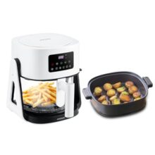 Acerpure Air Fryer | 100% Glass Bowl | 90% Less Oil | 5.5L Air Fryer + 2.5L Cooking Pot | Air Fry, Toast, Reheat, Grill, Cook | 360° TurboHeat Technology | Preset Modes | 1500 Watts | White