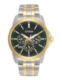 Citizen Stainless Steel Analog Quartz Multifuction Men’s Black Dial Watch – AG8348-56X, Band Color-Two-Tone
