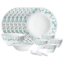 Larah by Borosil 27 Pieces Stardust Opalware Dinner Set for Family of 6