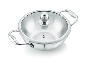 Tosaa Livmax Tri-ply Kadhai with Glass Lid 20 cm