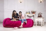 ink craft 6ft Bean Bag Chair, Velvet Jumboo Size Beanbag, with Shredded Foam for Indoor Living Room, Cushion Lounger, Office & Home for Adults (Red) (6 Ft, Pink)