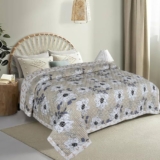 Vas Collections Ultrasonic Quilted Ac Blanket | 280 Tc Super Soft All-Season Comforter | Lightweight King Size Bedcover/Rajaai/Bedspread For Double Bed (220 X 230 Cm, White, Yellow & Blue)