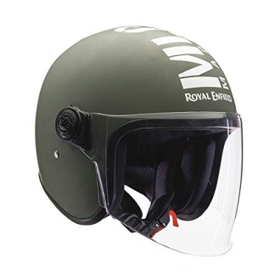 Royal Enfield Open Face Mlg Helmet With Clear Visor Matt Battle Green, Size: Xl(61-62Cm)