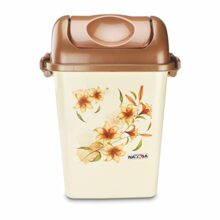 Nayasa Rectangular Swing Bin No 13 with Swing Lid, Capacity- 13.5 Liters, Without Inner Bucket, Multi Purpose Dustbin with Lid, Easy To Lift, Light Weighted, Ideal For Home/ Kitchen/ Office, L 33, B 21, H 40, Cream