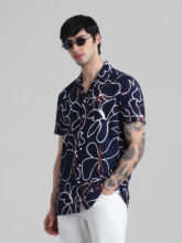 Jack & Jones Men Printed Casual Dark Blue, White, Maroon Shirt