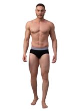 Underjeans by Spykar Men Black Solid Cotton Blend Basic Briefs