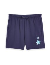 Amazon Brand – Symbol Kids Girls Cotton Blend Shorts with Print (PO2) (KD-SOG-SS25-120_Navy_4-5 Years)