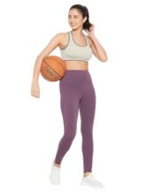 Clovia Women High-Waist Gym Tights – Workout, Purple, S | Moisture absorbent, stretchable fit, side pocket, hand wash only, yoga and running, everyday casual wear