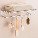 Zureni Folding Towel Rack for Bathroom Multipurpose Wall Mount Aluminium Rod Hanger Stand Accessories Bar Home Kitchen Washroom (Pack of 1, Silver)