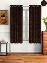 Cortina 2 Piece Solid Design Panel Eyelet Velvet Window Curtains – 5 Feet, Brown
