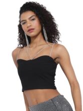 Tokyo TALKIES Women Slim Fit Shoulder STRAPSleeveless Tops TTTP010209 Black S