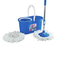 Cello Kleeno Compacto Spin Mop With 2 Refill | 360 Degree Rotating Mop | Extendable Rods With Handle Lock | Floor Cleaning Mop | Mop With Bucket | Blue