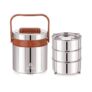 ATTRO Steel On 3 Insulated Tiffin Box 3 Stainless Steel Containers Easy Carry Handle, BPA-Free, Leakproof Office, School & Travel – Brown-900ml