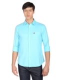 U.S. POLO ASSN. Men Cotton Regular Solid Dobby Shirts (USSHTR0019_M_Aqua)