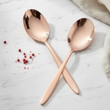 BLACKCARROT Rosegold Serving Spoon Set of 2 | 4mm Thickness, 304 Food Grade Stainless Steel, Dishwasher Safe | Elegant Serving Spoons for Dining & Gifting