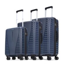 Aristocrat Airpro Set of 3 (Cabin+Medium+Large) Trolley Bags, Poseidon Blue | 8-Wheels, Polypropylene Case, Spacious, Combination Lock, Sturdy Zipper, Lightweight Travel Luggage, 3-Year Global Warranty