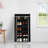 Amazon Brand – Solimo Foldable Shoe Rack, 5 Layer, Black, Premium, Alloy Steel, Plastic