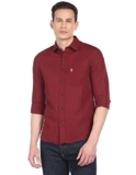 U.S. POLO ASSN. Men’s Solid Cotton Linen Tailored Fit Spread Collar Casual Shirt (USSHTC0071_Maroon_S)