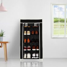 Amazon Brand – Solimo Foldable Shoe Rack, 5 Layer, Black, Premium, Alloy Steel, Plastic