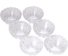 Somil Beautiful Clear Glass Bowl, Ideal for ServingVegetable, Soup, Snacks, Lunch, Dinner 200 Ml, 11.5 X 11.5 X 5.5 Cm