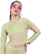 Tokyo Talkies Abstract Printed Crop Top Green