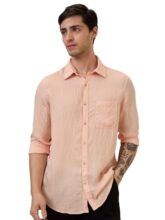 Spykar Men Slim Fit Pink Solid Casual Shirt (Size: 3XL)-MSHSOS1BE044-Peach Pink