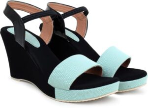 Action Women’s Suede Wedge Sandals| Black and Mint| Ankle Strap| Heel_Aqua_3