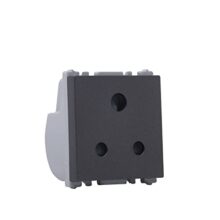Wipro Northwest Nowa 6A 3 – Pin Socket With Euro Pin, Silver Grey (pack of 10)