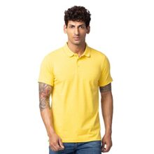 Spykar Yellow Polo Collar Half Sleeves Blended T-Shirt for Men (Size: S)-MPTFP1BC165-Yellow