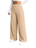 Preneum Women High Waist Korean Wide Leg Trousers, Loose Fit Casual Lounge Pants, Travel, Office & Streetwear Comfortable Stylish Bottom Wear (Available Plus Size) Cream