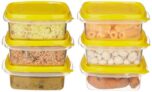 Amazon Brand – Solimo Plastic Kitchen Storage Containers, Set of 6 (600 ml Each)