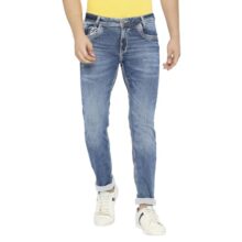Spykar Skinny Fit Low Rise Blue Jeans for Men (Size: 38)-MDACT1BC147-Mid Blue