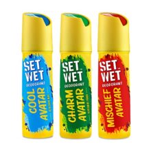 SET WET Deodorant Spray Perfume Cool, Charm & Mischief Avatar for men, 150ml (Pack of 3)