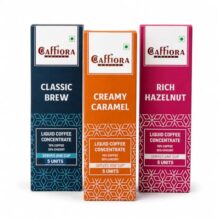 Caffiora Liquid Coffee Concentrate | Triple Flavour Combo | Classic Brew + Creamy Caramel + Rich Hazelnut | 15 Sachets (3 x 5 x 20ml) | Instant Coffee | Sugar Free | Hot & Cold
