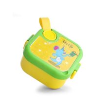 Ganesh Tangy Inner Steel Lunch Box with Multi Sticker for Kids with Spoons Heavy Plastic BPA Free Food Grade Perfect for School Kids,College,Outdoor & Picnic (Multicolor) 1Pcs, 550 ml