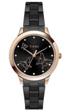Timex Analog Watch For Women With Black Round Dial & Black Stainless Steel Bracelet Band Water Resistant Women’S Wrist Watches – Tw000T630