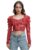 Tokyo Talkies Women’s Floral Ruched Crop Top | Trendy Fitted Design with Vibrant Pink Print for A Chic Look | Tops for Woman | Women Tops | Women Crop Top