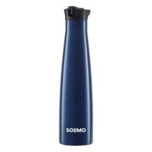 Amazon Brand – Solimo 650ml Stainless Steel Vacuum Insulated Sleek Bottle with Sipper | Ergonomic Design, Leak-Proof, 24 Hours Hot and Cold | for Work, Home, Commute and Travel | Navy Blue