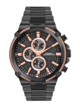 French Connection Astro Multifunction Black Round Dial Stainless Steel Strap | Casual | Premium | See Through Feature | Sunray Feature Wrist Watch for Men – FCH18BM